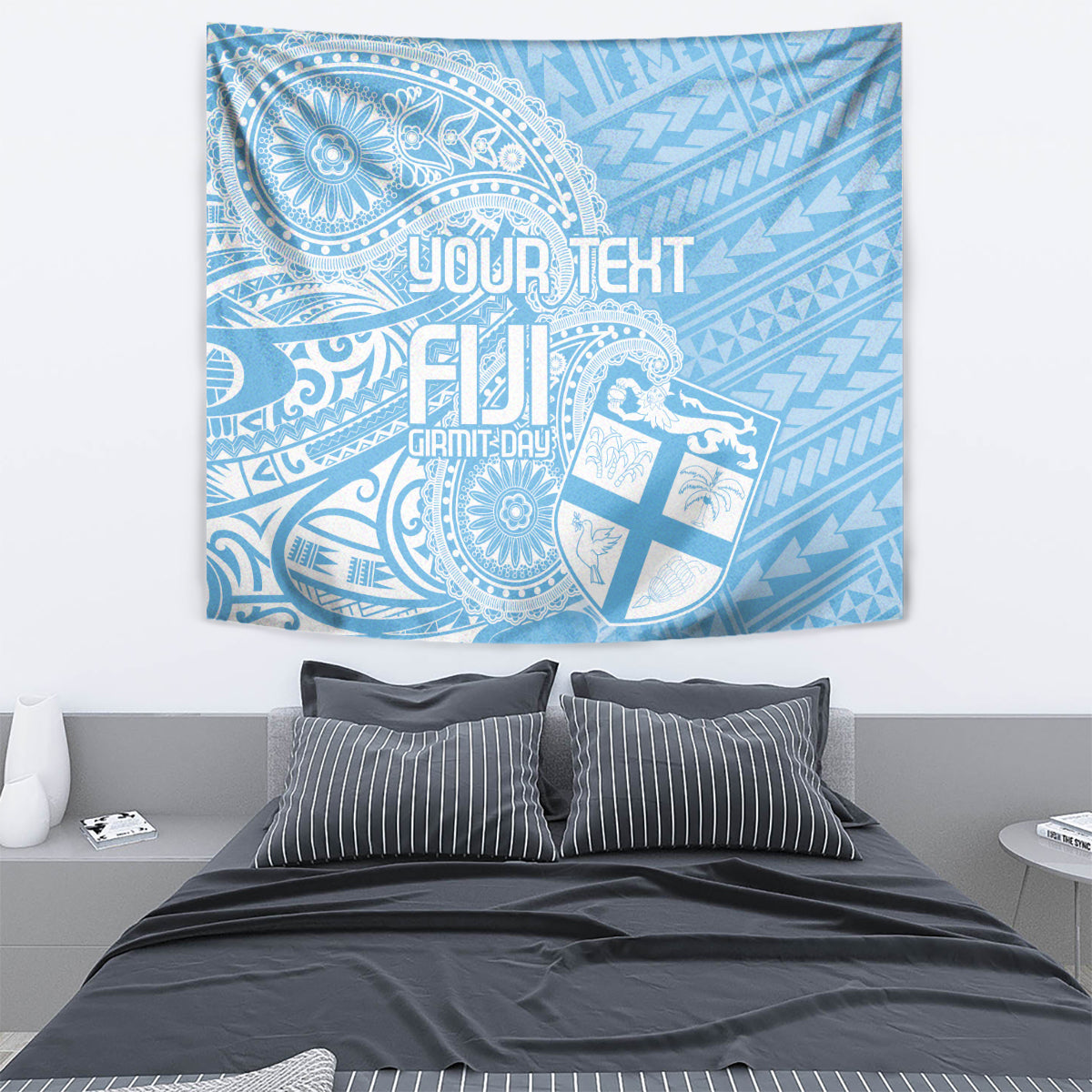 Custom Indo Fijians Tapestry Fiji ke Hindustani Polyneisan Paisley Blue Style - Wonder Print Shop