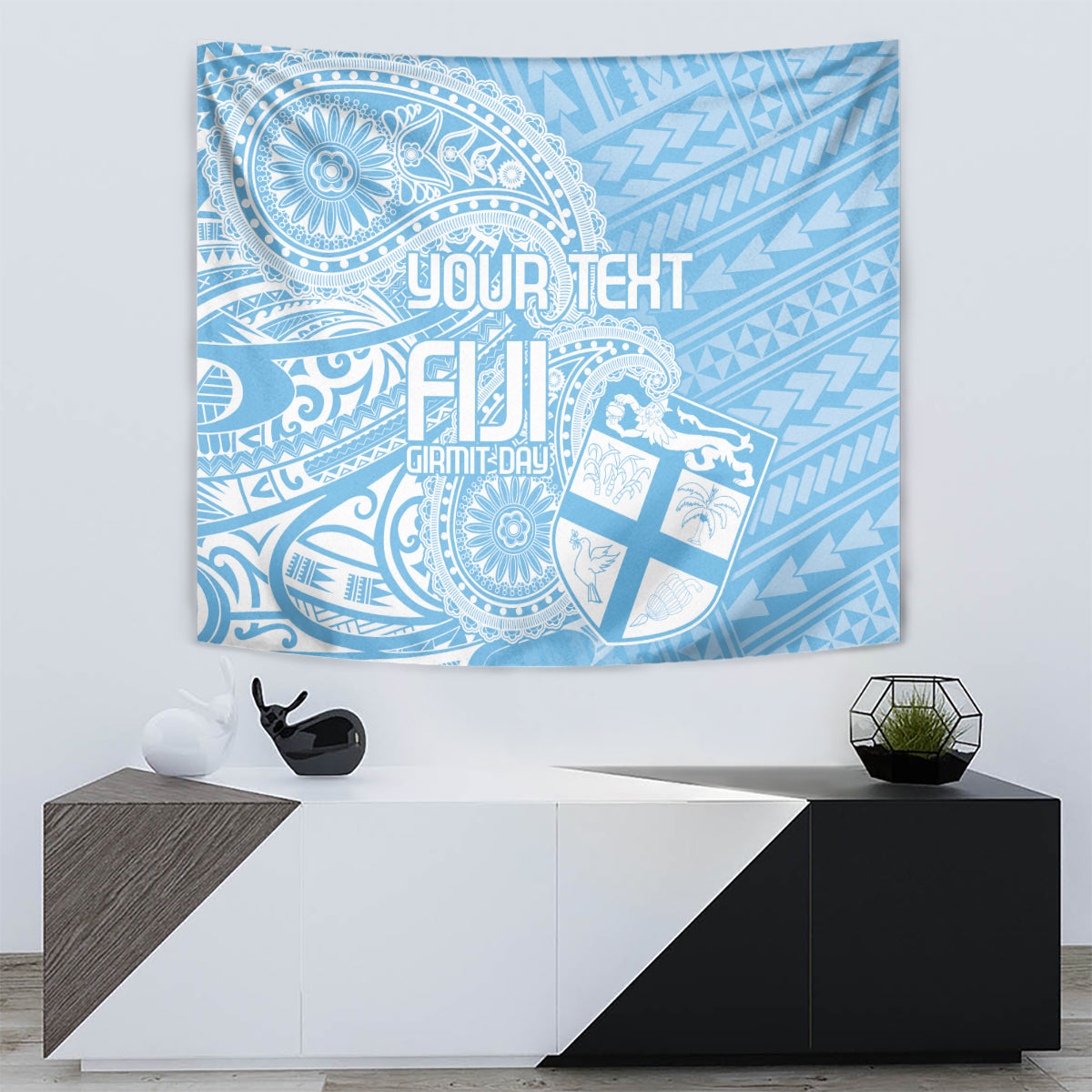 Custom Indo Fijians Tapestry Fiji ke Hindustani Polyneisan Paisley Blue Style - Wonder Print Shop