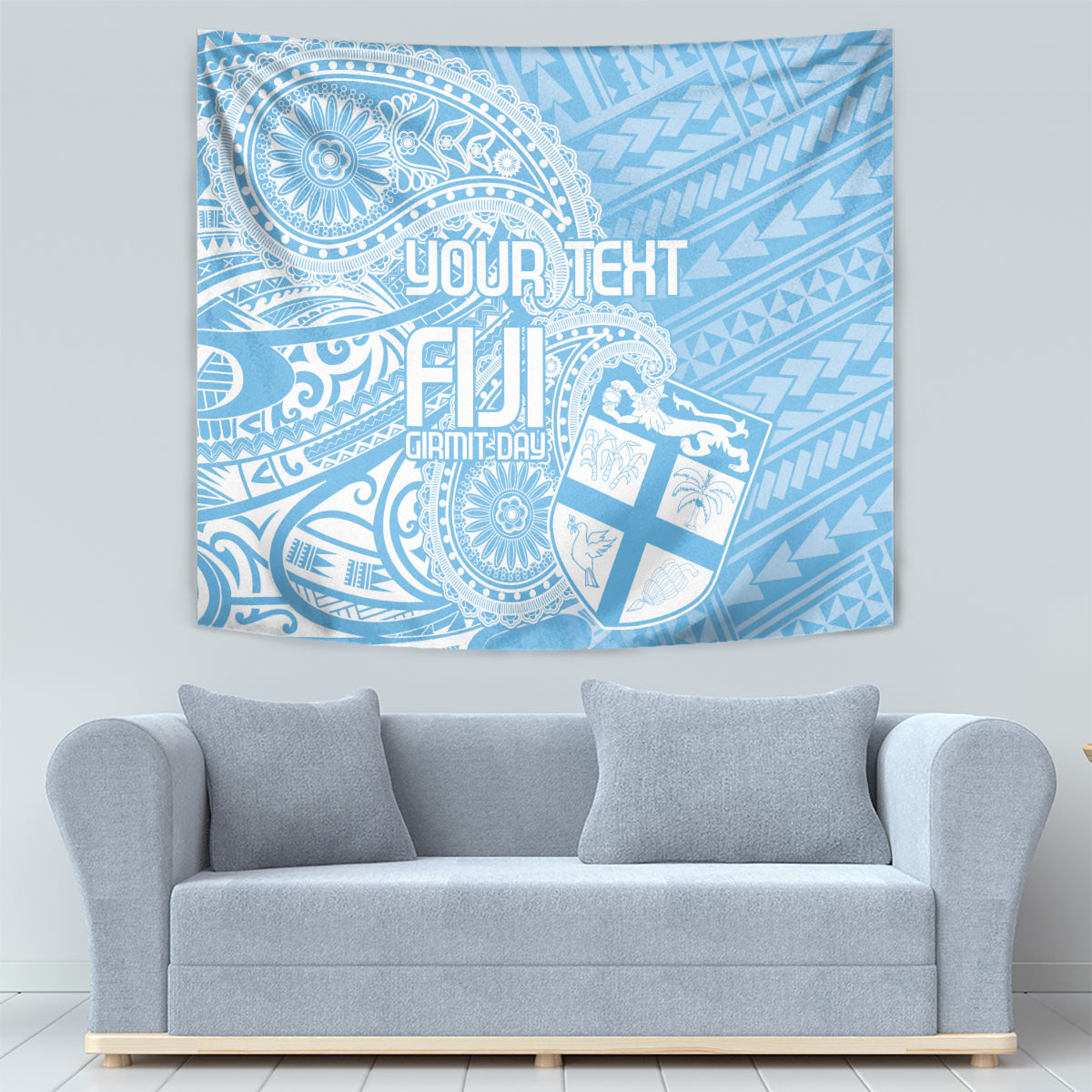 Custom Indo Fijians Tapestry Fiji ke Hindustani Polyneisan Paisley Blue Style - Wonder Print Shop