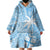 Custom Indo Fijians Wearable Blanket Hoodie Fiji ke Hindustani Polyneisan Paisley Blue Style - Wonder Print Shop