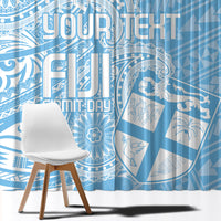 Custom Indo Fijians Window Curtain Fiji ke Hindustani Polyneisan Paisley Blue Style - Wonder Print Shop