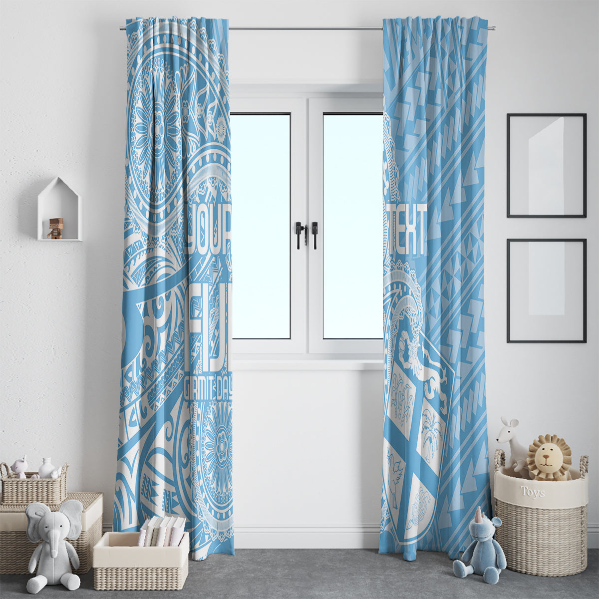 Custom Indo Fijians Window Curtain Fiji ke Hindustani Polyneisan Paisley Blue Style - Wonder Print Shop