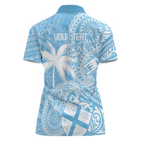 Custom Indo Fijians Women Polo Shirt Fiji ke Hindustani Polyneisan Paisley Blue Style - Wonder Print Shop