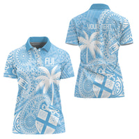 Custom Indo Fijians Women Polo Shirt Fiji ke Hindustani Polyneisan Paisley Blue Style - Wonder Print Shop