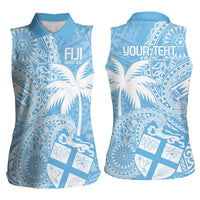 Custom Indo Fijians Women Sleeveless Polo Shirt Fiji ke Hindustani Polyneisan Paisley Blue Style - Wonder Print Shop