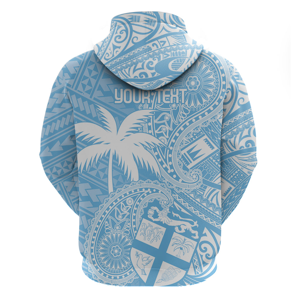 Custom Indo Fijians Zip Hoodie Fiji ke Hindustani Polyneisan Paisley Blue Style - Wonder Print Shop