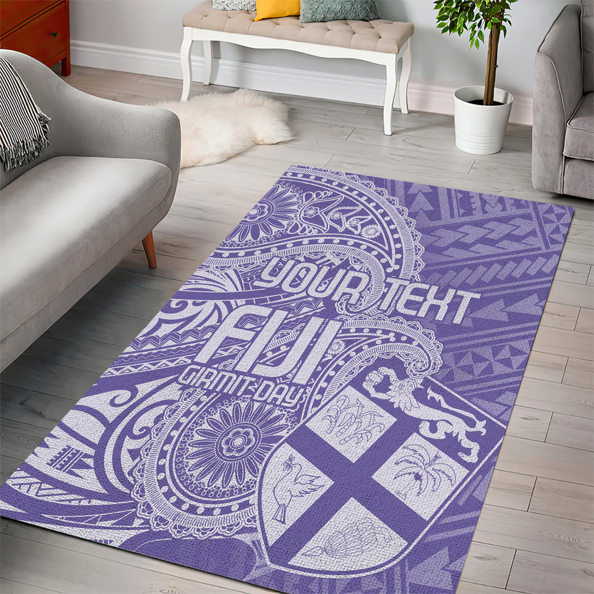 Custom Indo Fijians Area Rug Fiji ke Hindustani Polyneisan Paisley Purple Style LT9 - Wonder Print Shop