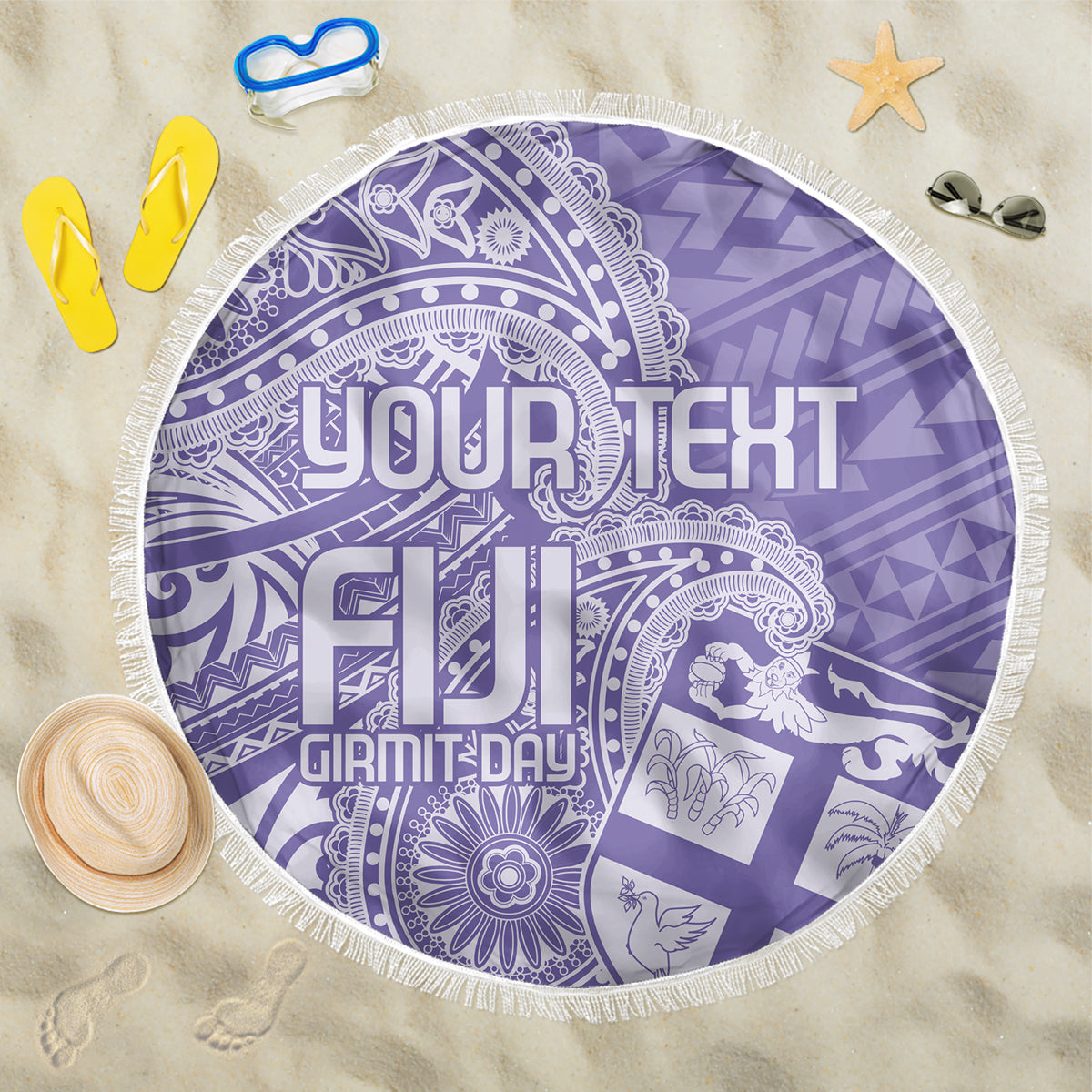 Custom Indo Fijians Beach Blanket Fiji ke Hindustani Polyneisan Paisley Purple Style LT9 - Wonder Print Shop