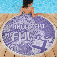 Custom Indo Fijians Beach Blanket Fiji ke Hindustani Polyneisan Paisley Purple Style LT9 - Wonder Print Shop