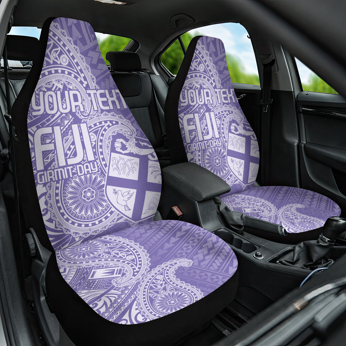 Custom Indo Fijians Car Seat Cover Fiji ke Hindustani Polyneisan Paisley Purple Style