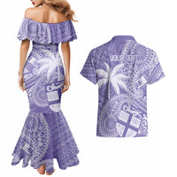 Custom Indo Fijians Couples Matching Mermaid Dress and Hawaiian Shirt Fiji ke Hindustani Polyneisan Paisley Purple Style LT9 - Wonder Print Shop