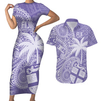 Custom Indo Fijians Couples Matching Short Sleeve Bodycon Dress and Hawaiian Shirt Fiji ke Hindustani Polyneisan Paisley Purple Style LT9 - Wonder Print Shop