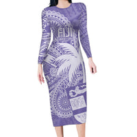 Custom Indo Fijians Family Matching Long Sleeve Bodycon Dress and Hawaiian Shirt Fiji ke Hindustani Polyneisan Paisley Purple Style LT9 - Wonder Print Shop