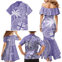 Custom Indo Fijians Family Matching Mermaid Dress and Hawaiian Shirt Fiji ke Hindustani Polyneisan Paisley Purple Style LT9 - Wonder Print Shop