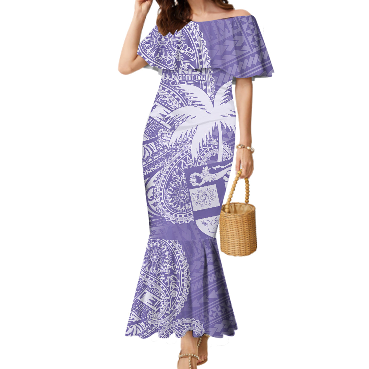 Custom Indo Fijians Family Matching Mermaid Dress and Hawaiian Shirt Fiji ke Hindustani Polyneisan Paisley Purple Style LT9 - Wonder Print Shop