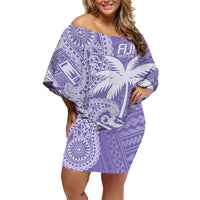 Custom Indo Fijians Family Matching Off Shoulder Short Dress and Hawaiian Shirt Fiji ke Hindustani Polyneisan Paisley Purple Style LT9 - Wonder Print Shop
