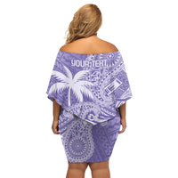Custom Indo Fijians Family Matching Off Shoulder Short Dress and Hawaiian Shirt Fiji ke Hindustani Polyneisan Paisley Purple Style LT9 - Wonder Print Shop
