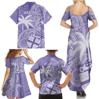 Custom Indo Fijians Family Matching Summer Maxi Dress and Hawaiian Shirt Fiji ke Hindustani Polyneisan Paisley Purple Style - Wonder Print Shop