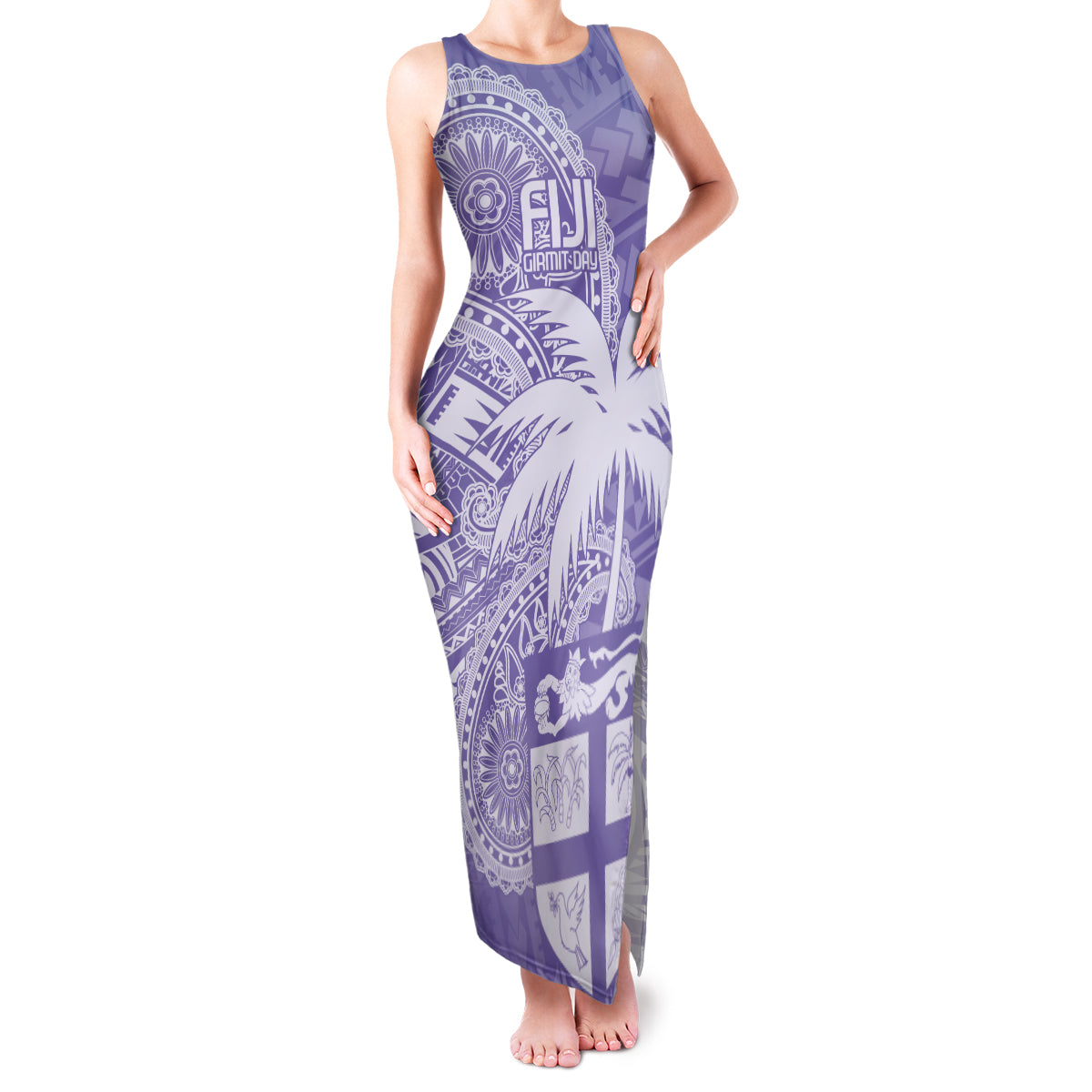 Custom Indo Fijians Family Matching Tank Maxi Dress and Hawaiian Shirt Fiji ke Hindustani Polyneisan Paisley Purple Style - Wonder Print Shop