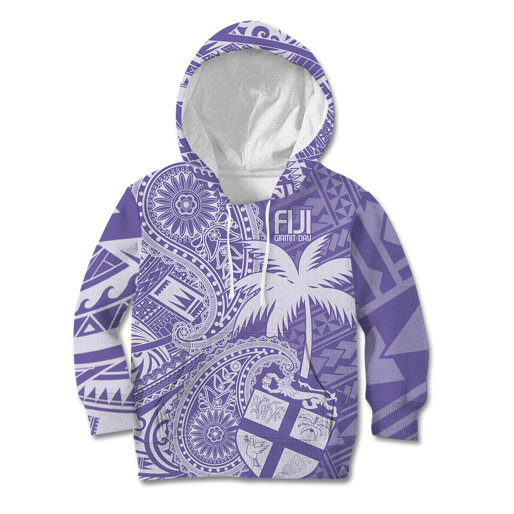 Custom Indo Fijians Kid Hoodie Fiji ke Hindustani Polyneisan Paisley Purple Style - Wonder Print Shop