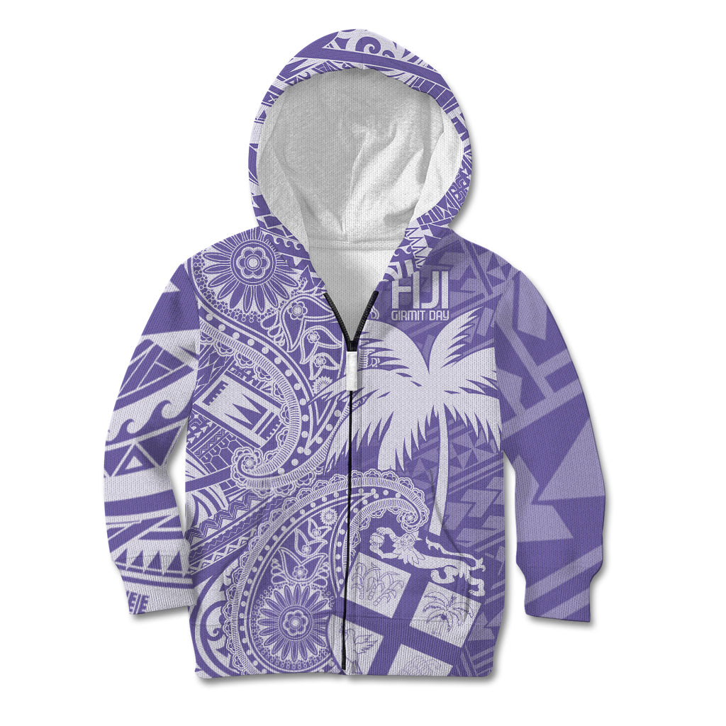 Custom Indo Fijians Kid Hoodie Fiji ke Hindustani Polyneisan Paisley Purple Style - Wonder Print Shop