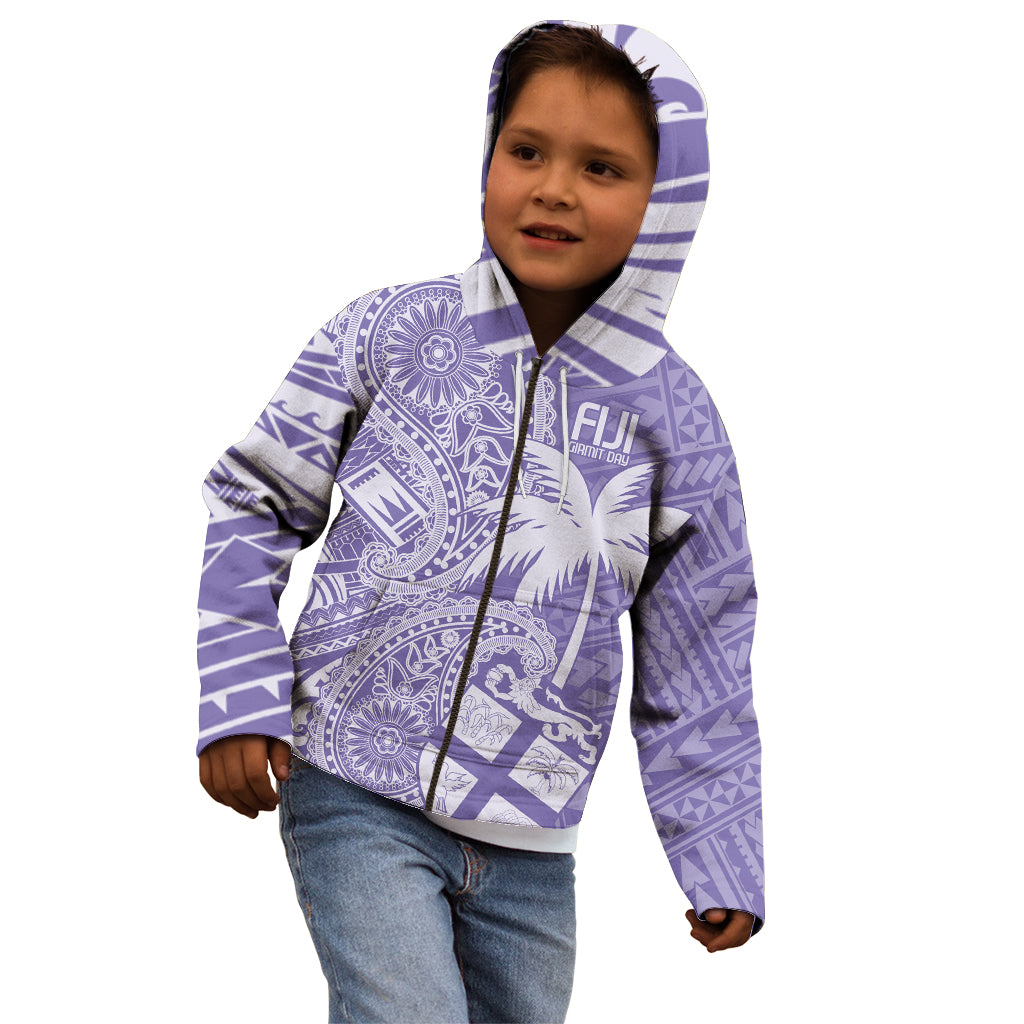 Custom Indo Fijians Kid Hoodie Fiji ke Hindustani Polyneisan Paisley Purple Style - Wonder Print Shop