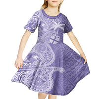 Custom Indo Fijians Kid Short Sleeve Dress Fiji ke Hindustani Polyneisan Paisley Purple Style - Wonder Print Shop