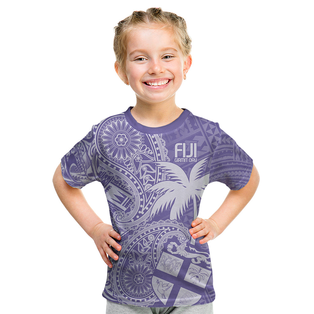 Custom Indo Fijians Kid T Shirt Fiji ke Hindustani Polyneisan Paisley Purple Style - Wonder Print Shop