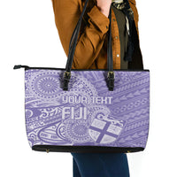 Custom Indo Fijians Leather Tote Bag Fiji ke Hindustani Polyneisan Paisley Purple Style - Wonder Print Shop