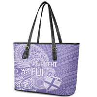 Custom Indo Fijians Leather Tote Bag Fiji ke Hindustani Polyneisan Paisley Purple Style - Wonder Print Shop
