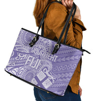 Custom Indo Fijians Leather Tote Bag Fiji ke Hindustani Polyneisan Paisley Purple Style - Wonder Print Shop