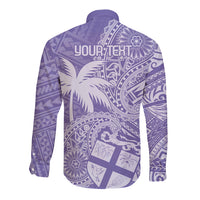 Custom Indo Fijians Long Sleeve Button Shirt Fiji ke Hindustani Polyneisan Paisley Purple Style - Wonder Print Shop