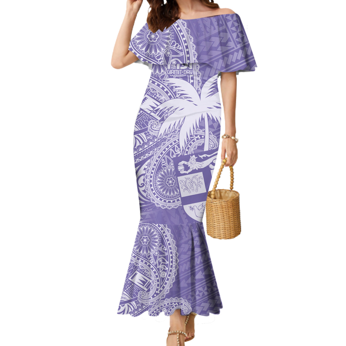 Custom Indo Fijians Mermaid Dress Fiji ke Hindustani Polyneisan Paisley Purple Style - Wonder Print Shop
