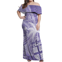 Custom Indo Fijians Off Shoulder Maxi Dress Fiji ke Hindustani Polyneisan Paisley Purple Style - Wonder Print Shop
