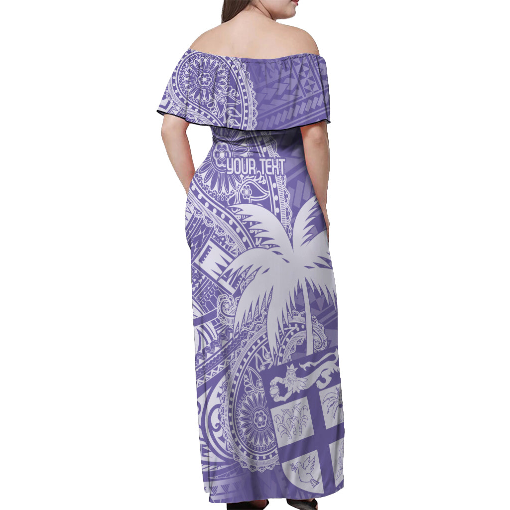 Custom Indo Fijians Off Shoulder Maxi Dress Fiji ke Hindustani Polyneisan Paisley Purple Style - Wonder Print Shop