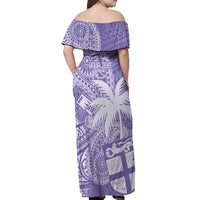 Custom Indo Fijians Off Shoulder Maxi Dress Fiji ke Hindustani Polyneisan Paisley Purple Style - Wonder Print Shop