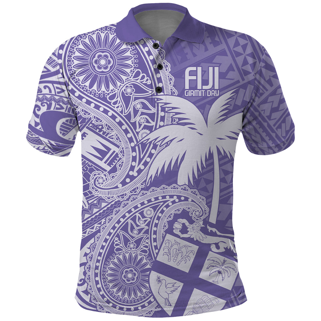 Custom Indo Fijians Polo Shirt Fiji ke Hindustani Polyneisan Paisley Purple Style - Wonder Print Shop