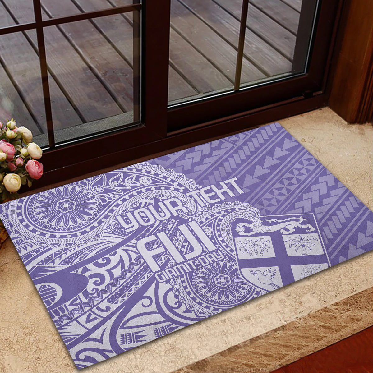 Custom Indo Fijians Rubber Doormat Fiji ke Hindustani Polyneisan Paisley Purple Style - Wonder Print Shop