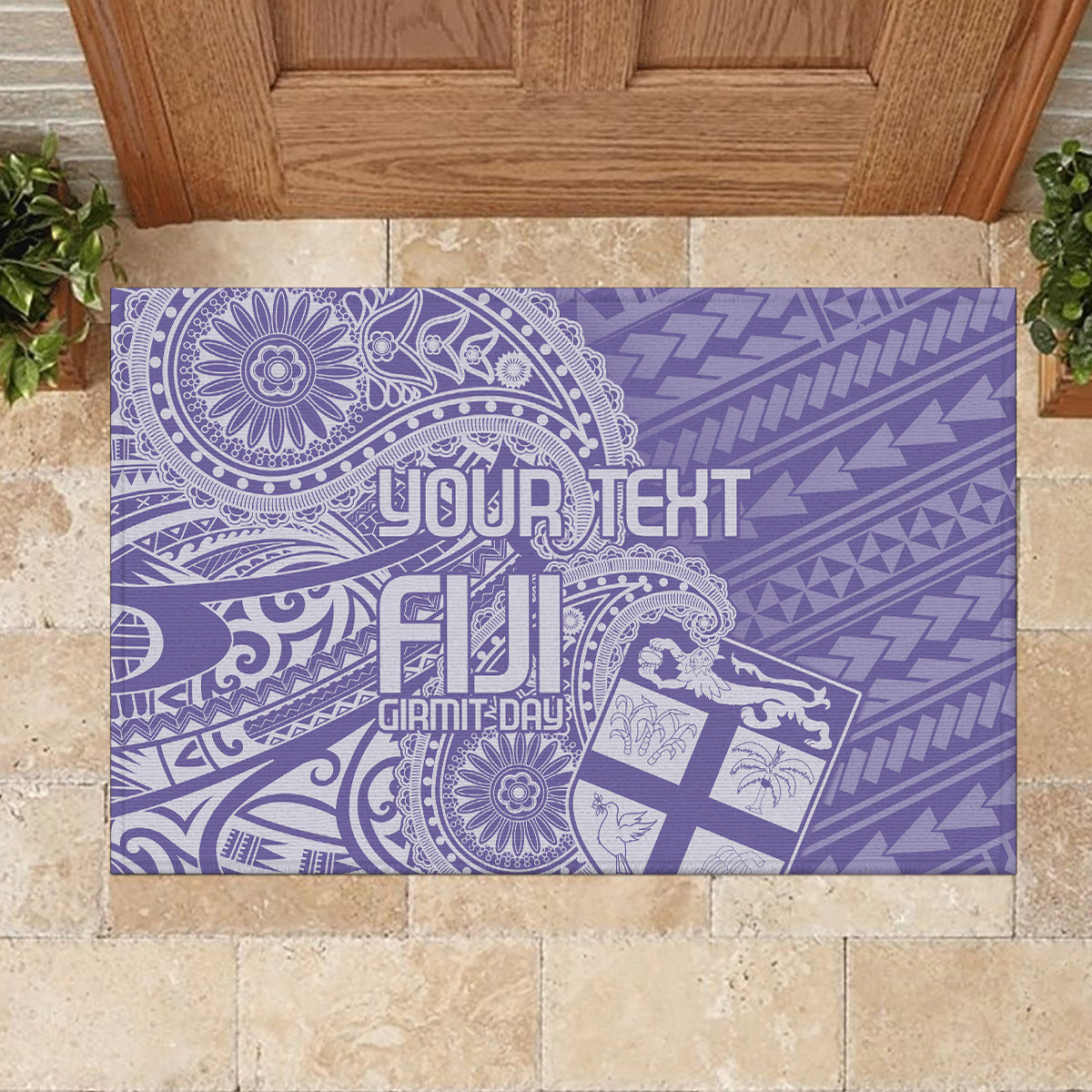Custom Indo Fijians Rubber Doormat Fiji ke Hindustani Polyneisan Paisley Purple Style - Wonder Print Shop