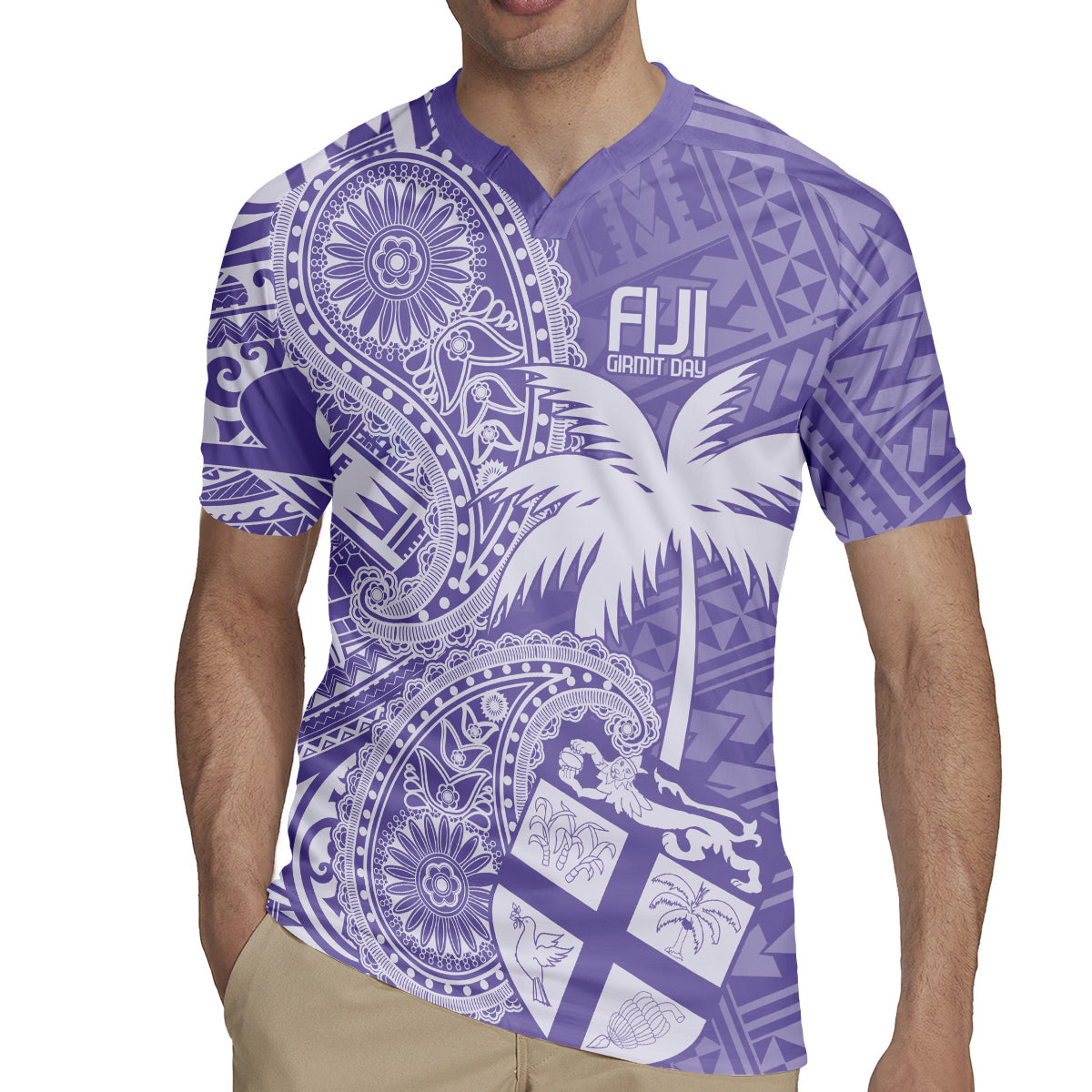 Custom Indo Fijians Rugby Jersey Fiji ke Hindustani Polyneisan Paisley Purple Style - Wonder Print Shop