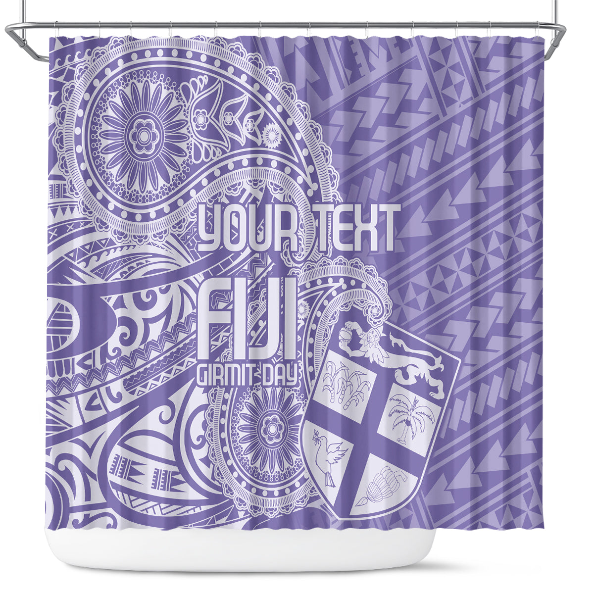 Custom Indo Fijians Shower Curtain Fiji ke Hindustani Polyneisan Paisley Purple Style