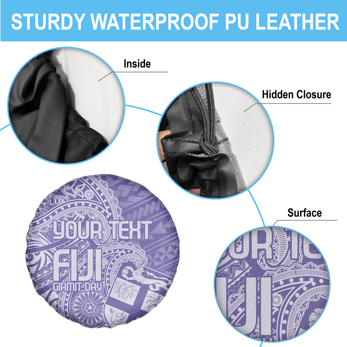 Custom Indo Fijians Spare Tire Cover Fiji ke Hindustani Polyneisan Paisley Purple Style - Wonder Print Shop