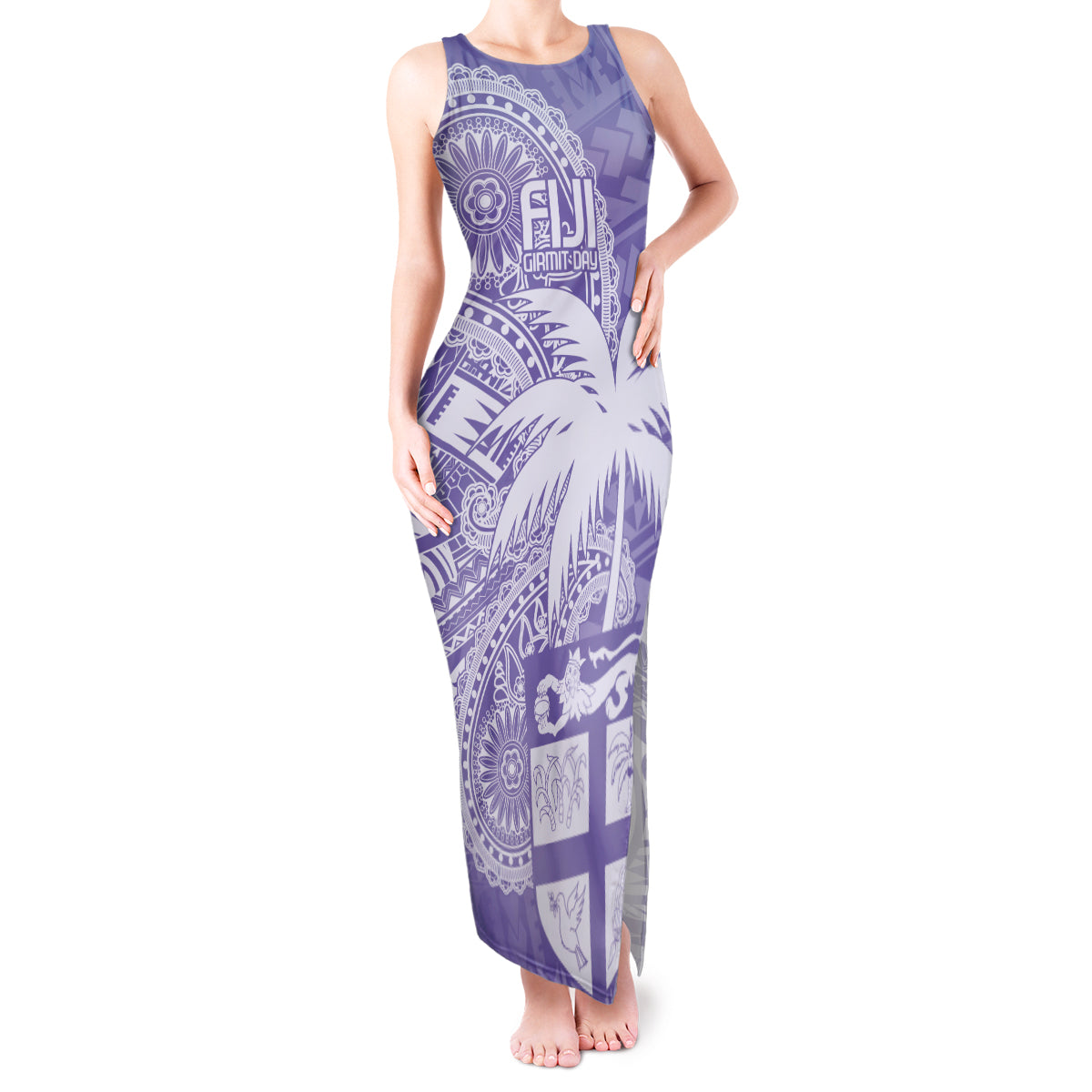 Custom Indo Fijians Tank Maxi Dress Fiji ke Hindustani Polyneisan Paisley Purple Style - Wonder Print Shop