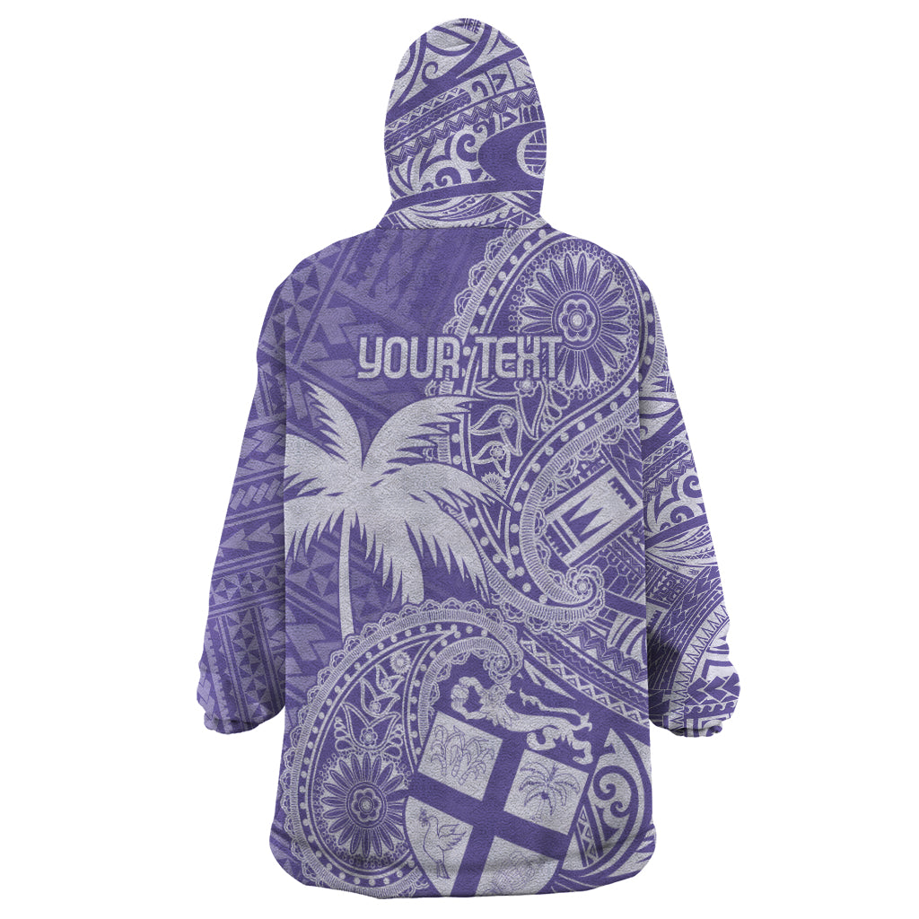 Custom Indo Fijians Wearable Blanket Hoodie Fiji ke Hindustani Polyneisan Paisley Purple Style - Wonder Print Shop
