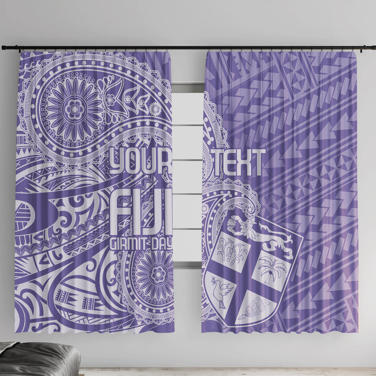 Custom Indo Fijians Window Curtain Fiji ke Hindustani Polyneisan Paisley Purple Style - Wonder Print Shop