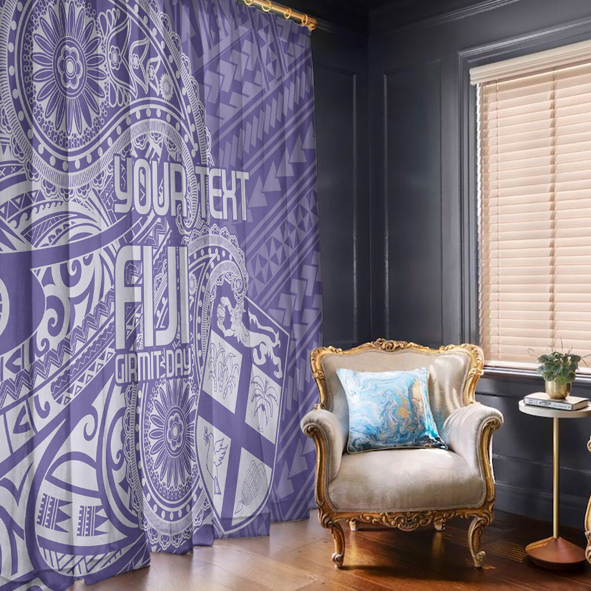Custom Indo Fijians Window Curtain Fiji ke Hindustani Polyneisan Paisley Purple Style - Wonder Print Shop