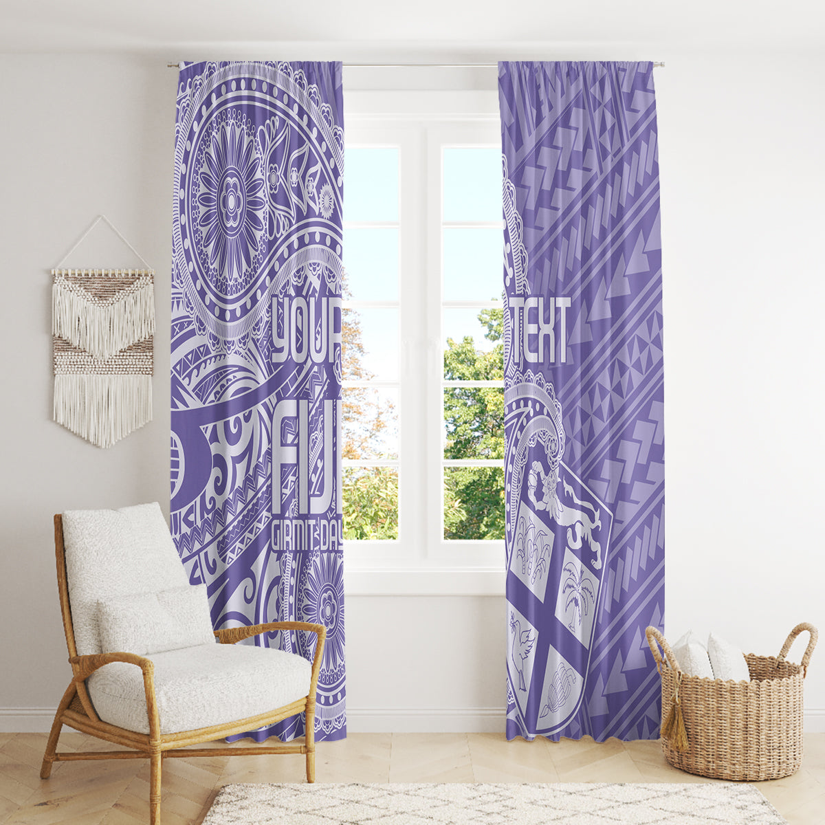 Custom Indo Fijians Window Curtain Fiji ke Hindustani Polyneisan Paisley Purple Style - Wonder Print Shop