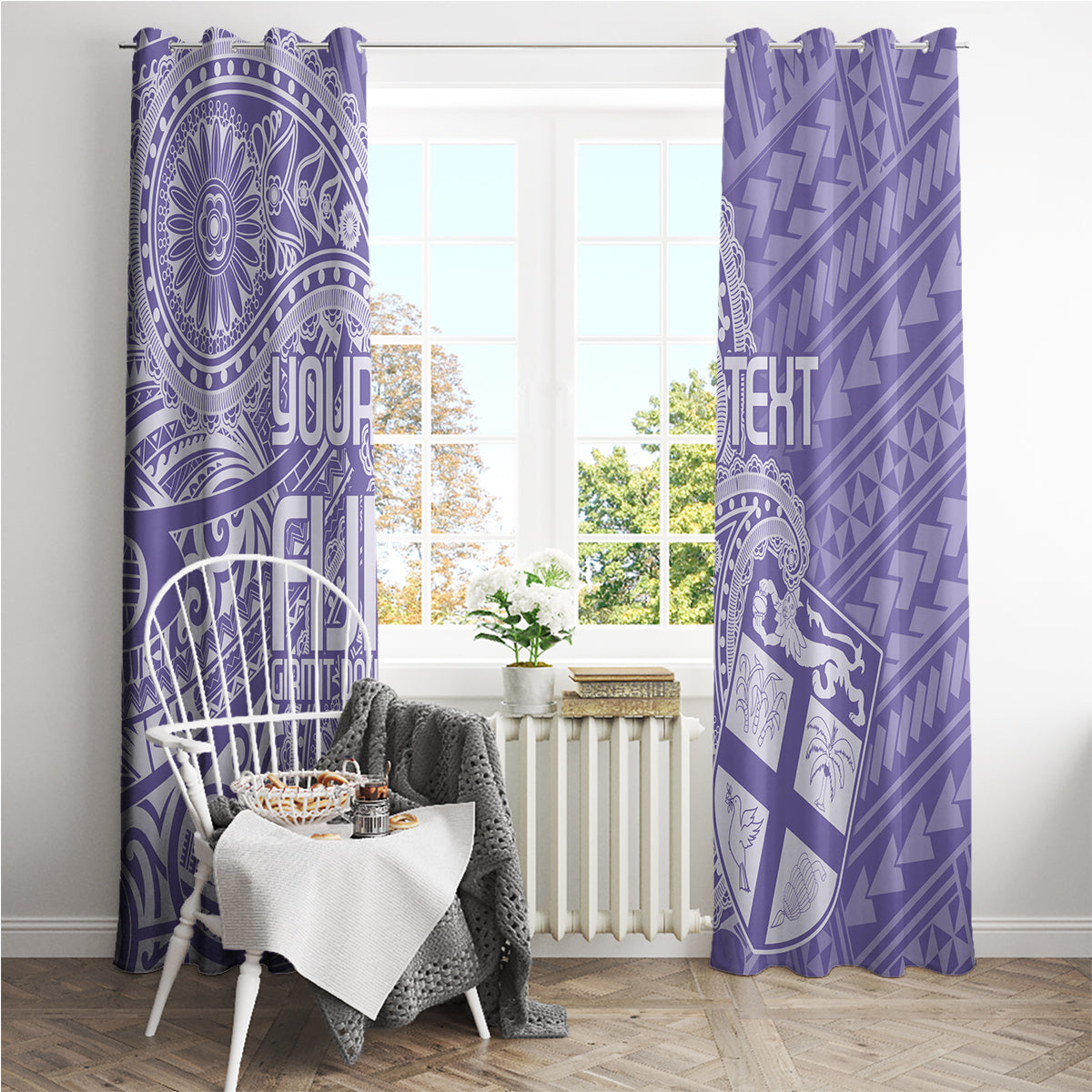 Custom Indo Fijians Window Curtain Fiji ke Hindustani Polyneisan Paisley Purple Style - Wonder Print Shop