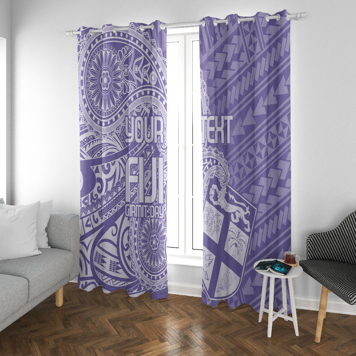 Custom Indo Fijians Window Curtain Fiji ke Hindustani Polyneisan Paisley Purple Style - Wonder Print Shop