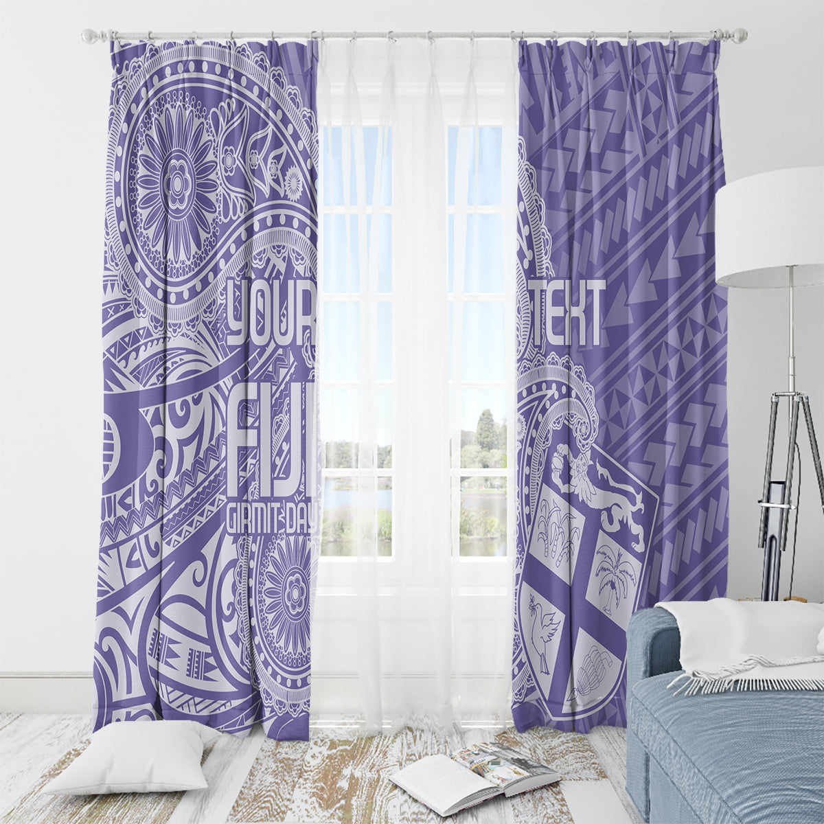 Custom Indo Fijians Window Curtain Fiji ke Hindustani Polyneisan Paisley Purple Style - Wonder Print Shop